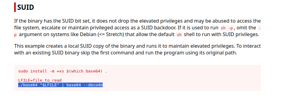 GTFOBins base64 example