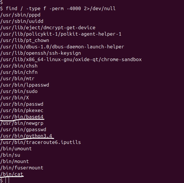 List of SUID Binaries